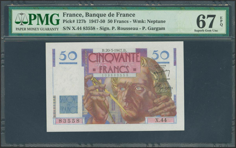 FRANCE. 50 Francs. 20 March 1947. (Pick: 127b). PMG67EPQ.