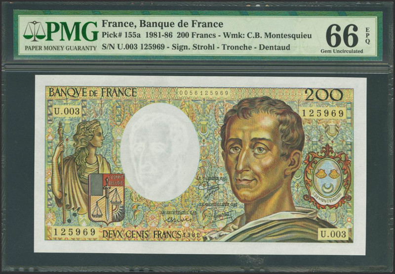 FRANCE. 200 Francs. 1981. (Pick: 155a). PMG66EPQ.