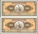 Set of 2 banknotes of Peru of 500 Soles. 20 May 1966 and 23 February 1968. (Pick: 87). Less than Uncirculated / About Uncirculated.
