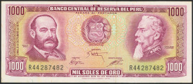 PERU. 1000 Soles. 2 October 1975. (Pick: 111). Stains. Less than Uncirculated.