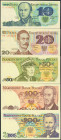 Set of 10 banknotes of Poland of 10 Zlotych, 20 Zlotych, 50 Zlotych, 100 Zlotych, 200 Zlotych, 500 Zlotych, 1000 Zlotych, 2000 Zlotych, 5000 Zlotych a...