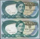 Set of 2 banknotes of Portugal of 1000 Escudos. 28 May 1968 and 16 September 1980. (Pick: 175(2)). Uncirculated / About Uncirculated.