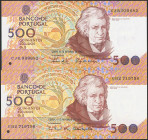 Set of 2 banknotes of Portugal of 500 Escudos. 4 November 1993 and 26 September 1994. (Pick: 180). Uncirculated / About Uncirculated.