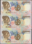 PORTUGAL. 2000 Escudos. 23 May 1991, 29 August 1991 and 16 July 1992. (Pick: 186a, 186b, 186c). Less than Uncirculated / Uncirculated.