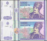 Set of 2 banknotes of Romania of 5000 Lei. (1992ca). Low numeration. (Pick: 103(2)). Less than Uncirculated.