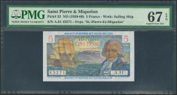 SAINT PIERRE AND MIQUELON. 5 Francs. (1950ca). (Pick: 22). PMG66EPQ.