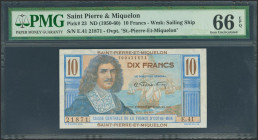 SAINT PIERRE AND MIQUELON. 10 Francs. (1950ca). (Pick: 23). PMG66EPQ.