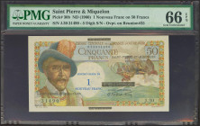 SAINT PIERRE AND MIQUELON. 1 Nouveau franc. (1960ca). (Pick: 30b). PMG66EPQ.