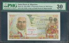 SAINT PIERRE AND MIQUELON. 2 Nouveaux francs. (1963ca). (Pick: 32). PMG30.