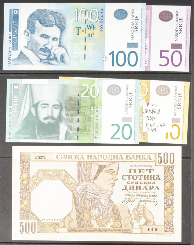 Set of 5 banknotes of Serbia of various issues and different qualities. TO EXAMI...