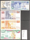 Set of 5 banknotes of Singapore of various issues and different qualities. TO EXAMINE.