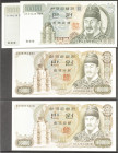 Set of 4 banknotes of South Korea of 10000 Won. (1980ca). (Pick: 46(2), 49, 50 ). Uncirculated.