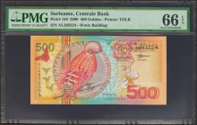 SURINAME. 500 Gulden. 1 January 2000. (Pick: 150). PMG66EPQ.