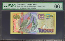 SURINAME. 10000 Gulden. 1 January 2000. (Pick: 153). PMG66EPQ.