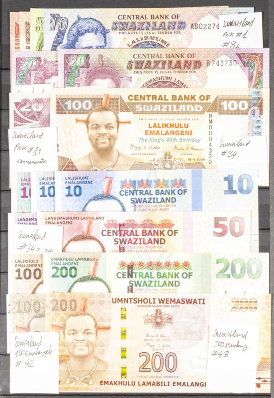 Set of more than 25 banknotes of Swaziland of various issues and different quali...