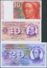 Set of 3 banknotes of Switzerland of 10 Francs (2) and 20 Francs. (1972ca). (Pick: 45, 46, 52). Uncirculated.