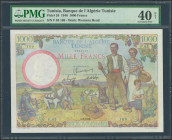 TUNISIA. 1000 Francs. 4 September 1946. (Pick: 26). Repaired. PMG40NET.