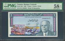 TUNISIA. 1 Dinar. 1965. (Pick: 63a). PMG58EPQ.
