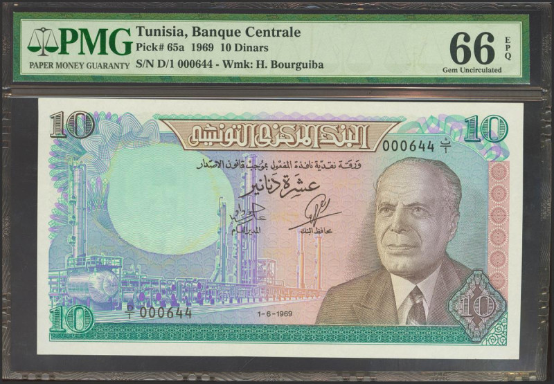 TUNISIA. 10 Dinars. 1 June 1969. (Pick: 65a). PMG66EPQ.