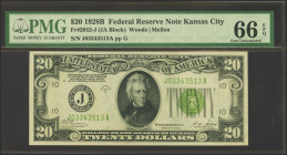 UNITED STATES. 20 Dollars. 1928B. (FR: 2052-J). PMG66EPQ.