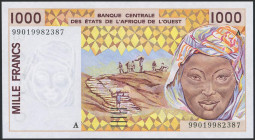 WEST AFRICAN STATES. 1000 Francs. (1996ca). (Pick: 111). Less than Uncirculated.
