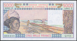 WEST AFRICAN STATES. 5000 Francs. (1992ca). (Pick: 307T). Uncirculated.