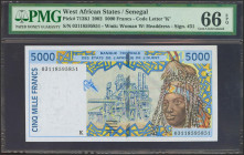 WEST AFRICAN STATES. 5000 Francs. 2002. (Pick: 713Kl). PMG66EPQ.