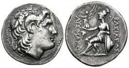 Reino de Tracia. Lisimaco. Tetradracma. 323-281 a.C. (Gc-6814 variante). Anv.: Cabeza de Alejandro el Grande diademada a derecha, adornada con los cue...
