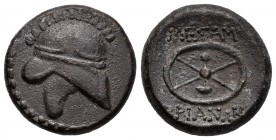 Tracia. Mesembria. Tetradracma. 235-215 a.C. (Gc-32). Anv.: Casco a derecha. Rev.: Interior de un escudo con leyenda arriba y abajo. Ag. 5,85 g. MBC+....