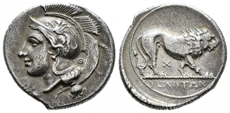 Lucania. Velia. Didracma. 340-334 a.C. (SNG-1293). (NH Italia-1284). Anv.: Cabez...