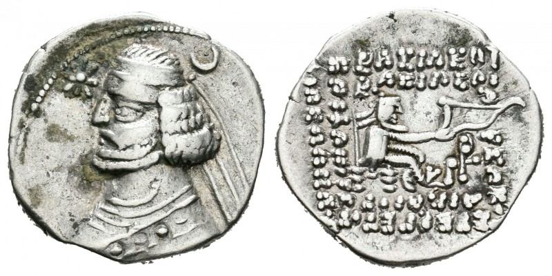 Imperio Parto. Orodes II. Dracma. 57-38 a.C. (Sellwod-47.8). Anv.: Busto diadema...