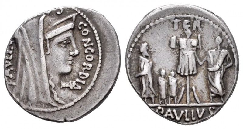 Aemilia. Denario. 62 a.C. Roma. (Ffc-126). (Craw-415/1). (Cal-91). Anv.: Cabeza ...
