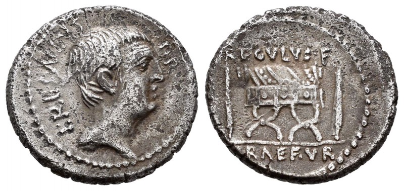 Livineia. Denario. 42 a.C. Roma. (Ffc-816). (Craw-494/21). Anv.: Cabeza desnuda ...