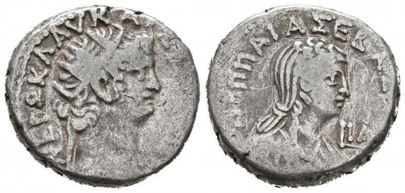 Nerón. Tetradracma. 64-65 d.C. Antioquía. (Spink-2002). Anv.: Busto radiado de N...