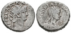 Nerón. Tetradracma. 64-65 d.C. Antioquía. (Spink-2002). Anv.: Busto radiado de Nerón a derecha. Rev.: Busto de Poppaea. Ag. 12,72 g. MBC-. Est...100,0...