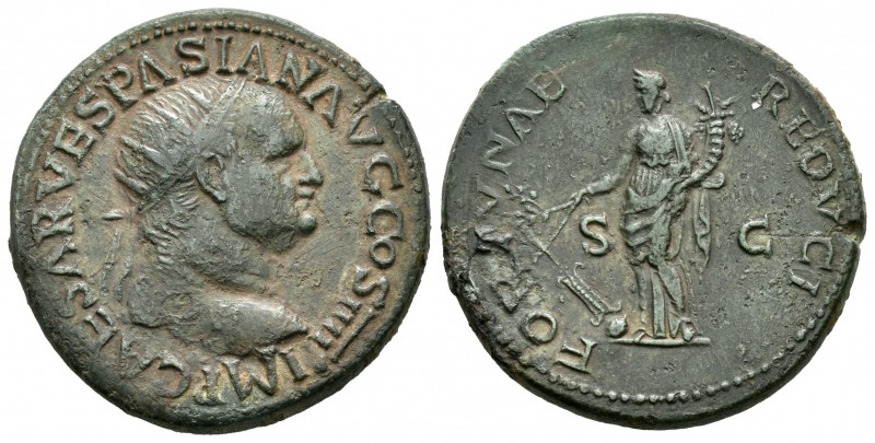 Vespasiano. Dupondio. 77-78 d.C. Lugdunum. (Spink-2348). (Ric-754b). Rev.: FORTV...