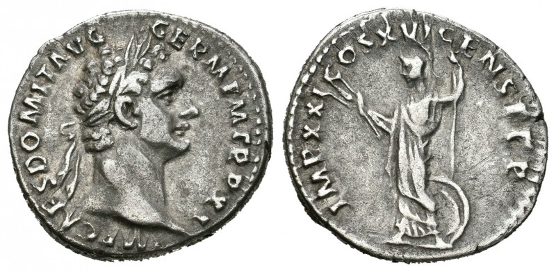 Domiciano. Denario. 92-93 d.C. Roma. (Spink-2736 variante). Rev.: IMP XXI COS XV...