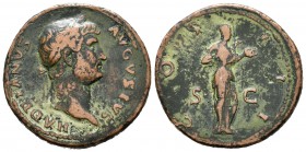 Adriano. Dupondio. 119-121 d.C. Roma. (Spink-no cita). Rev.: COS III SC. Ag. 13,07 g. BC+. Est...40,00.