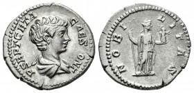 Geta. Denario. 199 d.C. Roma. (Spink-7184). (Ric-13a). Rev.: NOBILITAS. Nobilitas en pie a derecha con cetro y palladium. Ag. 3,01 g. EBC/EBC-. Est......