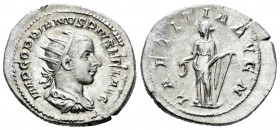 Gordiano III. Antoniniano. 241-3 d.C. Roma. (Spink-8617). (Ric-86). Rev.: LAETITIA AVG N. Laetitia en pie a izquierda con corona y ancla. Ag. 4,83 g. ...
