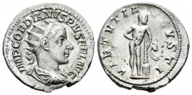 Gordiano III. Antoniniano. 241-3 d.C. Roma. (Spink-8670). (Ric-95). Rev.: VIRTVTI AVGVSTI. Hércules en pie a derecha con maza y piel de león apoyándos...
