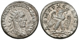 Filipo I. Tetradracma. 249-251 d.C. (Gc-3957). Anv.: Busto radiado a derecha. Rev.: Águila en pie a derecha, alrededor leyenda. Ag. 13,32 g. EBC-. Est...