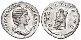 Otacilia Severa. Antoniniano. 244-5 d.C. Roma. (Spink-9159). (Ric-123c). Rev.: PVDICITIA AVG. Pudicitia sentada a izquierda con velo y cetro. Ag. 4,15...