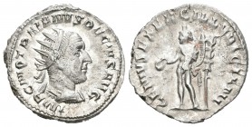 Trajano Decio. Antoniniano. 250-251 d.C. Roma. (Spink-9374). (Ric-17b). Rev.: GENIVS EXERC ILLVRICIANI. Genio en pie con pátera, cuerno de la abundanc...