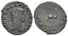 Galieno. Antoniniano. 267-268 d.C. Roma. (Spink-10199). (Ric-176). (Seaby-153). Rev.: DIANA CONS AVG. Cabra andando a derecha y mirando atrás . Ag. 3,...