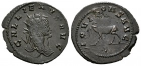 Galieno. Antoniniano. 267-268 d.C. Roma. (Spink-10235). (Ric-207). (Seaby-342). Rev.: IOVI CONS AVG. Cabra andando a izquierda. Ae. 3,26 g.  Doble acu...