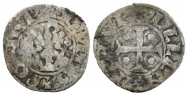 Corona de Aragón. Pons de Cabrera. Dinero. 1236-1243. Condado de Urgell. (Cr-126). Ve. 0,62 g. Báculo entre tréboles y punto. BC. Est...18,00.