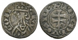 Corona de Aragón. Jaime I (1213-1276). Dinero. Aragón. (Cr-318). Anv.: ARA-GON. Busto coronado a izquierda. Rev.: :IACOBVS REX. Cruz patriarcal. Ve. 1...