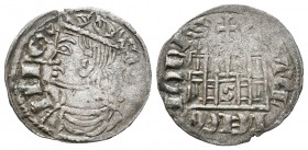 Reino de Castilla y León. Sancho IV (1284-1295). Cornado. Sevilla. (Bautista-432.2). Ag. 0,76 g. Con S en la puerta del castillo con estrellas a los l...