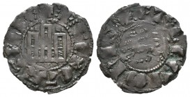 Reino de Castilla y León. Fernando IV (1295-1312). Pepión. Coruña. (Bautista-452). Ve. 0,84 g. Venera bajo el castillo. MBC. Est...30,00.